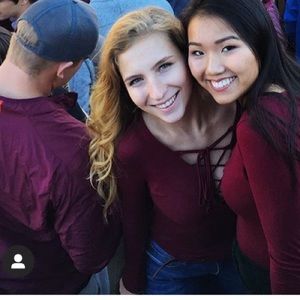 Pacsun Tie Up long sleeve burgundy top